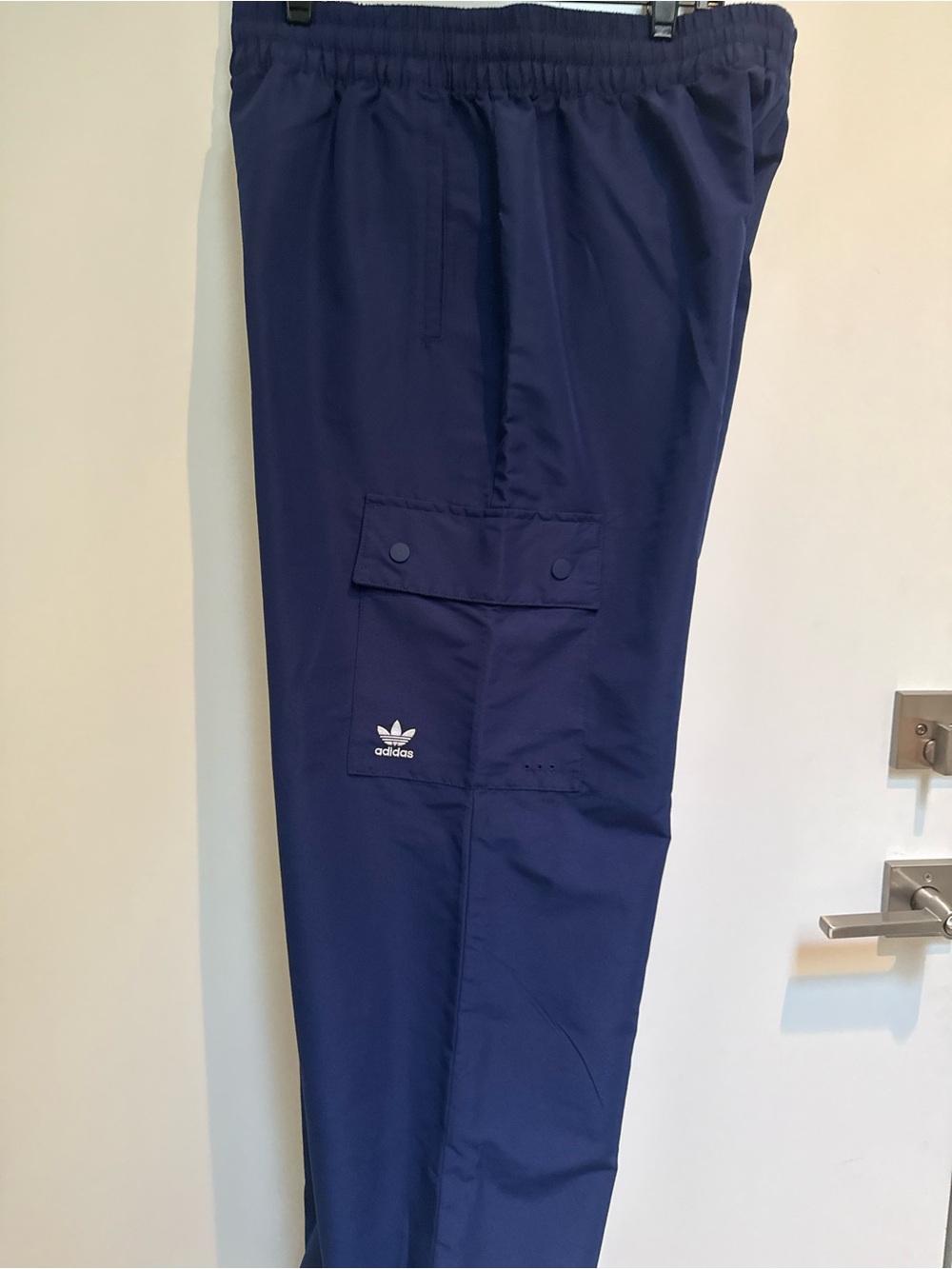 adidas Navy Cargo Track Pants with Snap Pocket